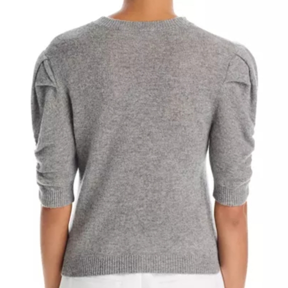 Frame Ruched Puff Sleeve Gray Puff Sleeve Cashmere Sweater Sz XL - Picture 2 of 9